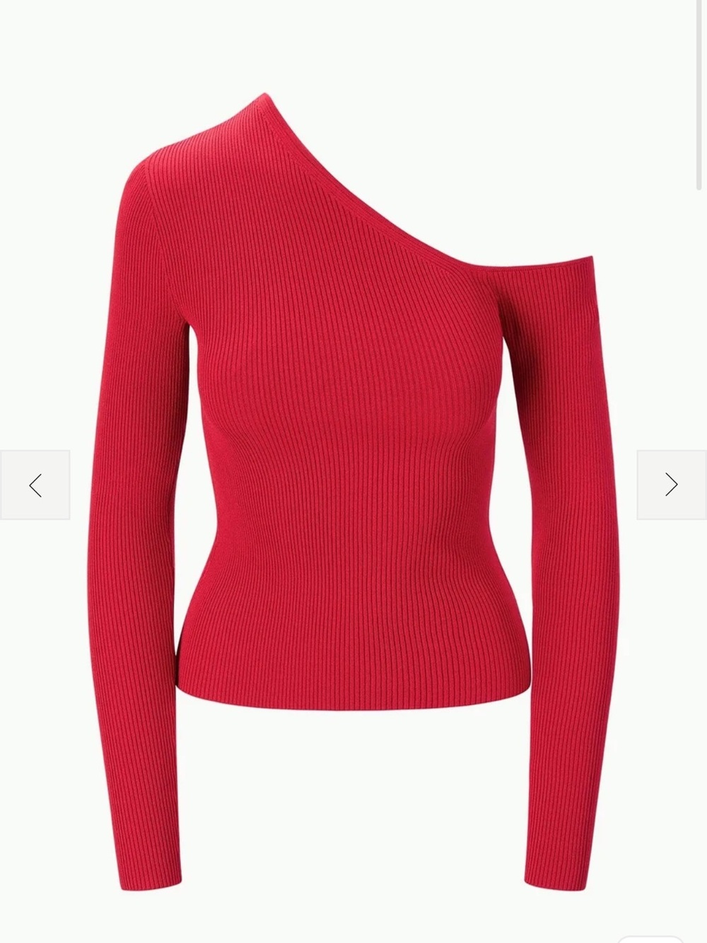 Staud Red One-Shoulder Ribbed Sweater Top